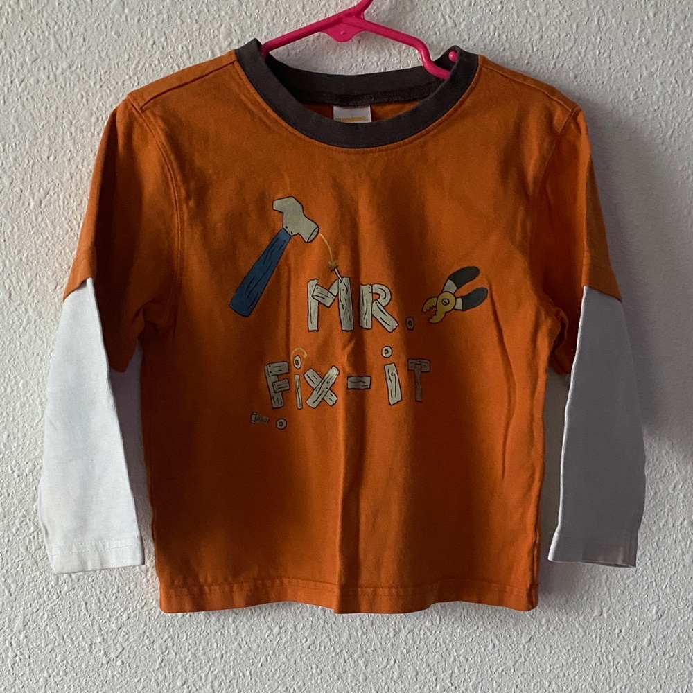 Gymboree Orange 'Mr. Fix-It' Layered Long Sleeve Tee with White Sleeves